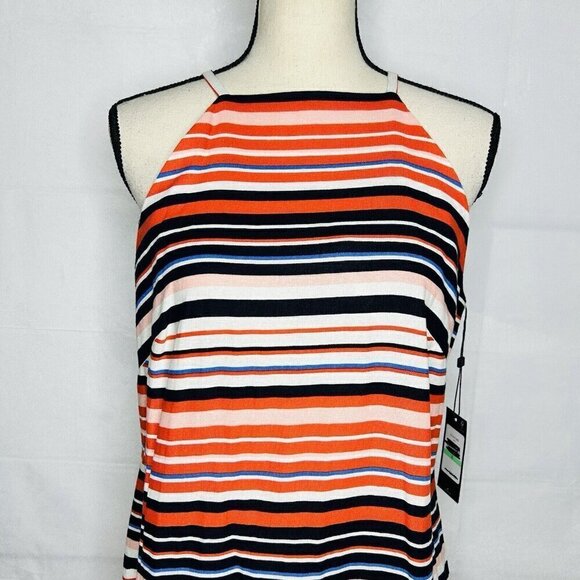 Tommy Hilfiger Sundress Size 8 Dress Linen Blend Orange Blue White Striped NWT - Picture 2 of 10